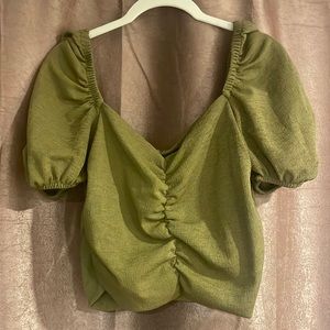 cropped peasant sleeve top